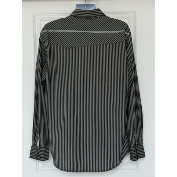 CINCH Men's Western Modern Fit Pearl Snap Long Sleeve Shirt Gray Stripe Sz L EUC - Picture 8 of 15
